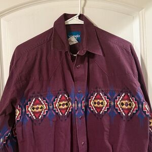Wrangler pearl snap vintage 90s desert designs western shirt cowboy
